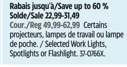 Canadian Tire Motomaster Selected Work Lights, Spotlights or Flashlight offer