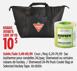 Canadian Tire Renfrew Hockey Sherwood 24-Pk Puck Cooler Bag or Selected Hockey Tape offer