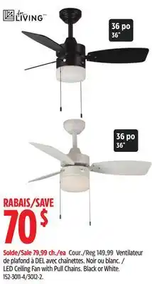 Canadian Tire For Living LED Ceiling Fan with Pull Chains offer