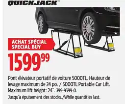 Canadian Tire Quick Jack 5000TL Portable Car Lift. Maximum lift height: 24˝ offer