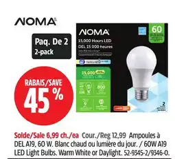 Canadian Tire Noma 60W A19 LED Light Bulbs offer