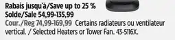 Canadian Tire Selected Heaters or Tower Fan offer