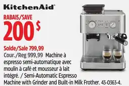 Canadian Tire KitchenAid Semi-Automatic Espresso Machine with Grinder and Built-in Milk Frother offer