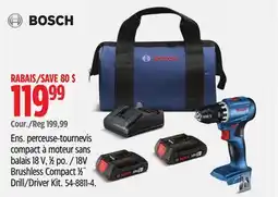Canadian Tire Bosch 18V Brushless Compact 1⁄2˝ Drill/Driver Kit offer