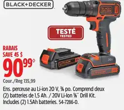 Canadian Tire Black + Decker 20V Li-Ion 3⁄8˝ Drill Kit offer