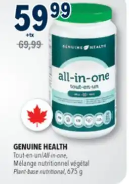 Familiprix GENUINE HEALTH, All-in-one,Plant-base nutritional, 675 g offer
