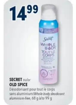 Familiprix SECRET ou OLD SPICE, Désodorisant pour tout le corps sans aluminium offer