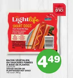Marches Tradition LIGHTLIFE VEGGIE BACON OR PLANT-BASED HOT DOGS offer