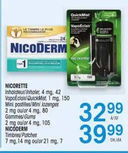 Uniprix NICORETTE Inhalateur/Inhaler, 4 mg, NICODERM Timbres/Patches 7 mg,14 mg ou/or 21 mg offer