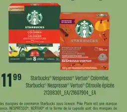 Provigo STARBUCKS NESPRESSO VERTUO COLOMBIE, STARBUCKS NESPRESSO VERTUO CITROUILE ÉPICÉE offer