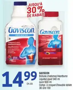 Uniprix GAVISCON Brûlures d'estomac/Heartburns Liquide/Liquid Compr. à croquer/Chewable tablets offer