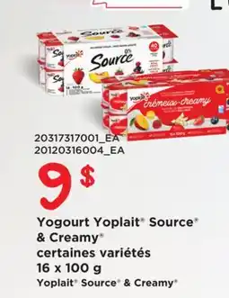 Provigo YOGOURT YOPLAIT SOURCE & CREAMY , 16 X 100 G offer