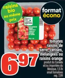 Super C tomates raisins de serre, cerises, mélangées ou raisins orange | small tomatoes offer