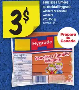 Maxi SAUCISSES FUMÉES OU COCKTAIL HYGRADE | wieners or cocktail wieners, 225/450 g offer