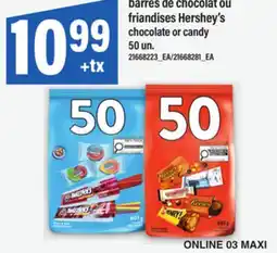 Maxi BARRES CHOCOLAT FRIANDISES HERSHEY'S | CHOCOLATE OR CANDY, 50 UN offer