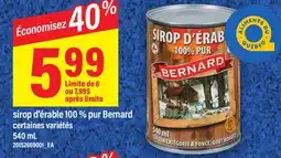 Maxi SIROP D'ÉRABLE 100% PUR BERNARD, 540 mL offer