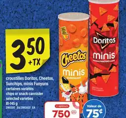 Maxi CROUSTILLES DORITOS, CHEETOS, SUNCHIPS, MINIS FUNYUNS | CHIPS OR SNACK CANNISTER, 81-145 G offer