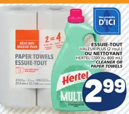 Marché Bonichoix VALEUR PLUS (2 roll.) or HERTEL (700 or 800 mL) CLEANER OR PAPER TOWELS offer