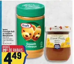 Marché Adonis BEURRE D'ARACHIDE KRAFT OU CONFITURE MENZ&GASSER | KRAFT SMOOTH PEANUT BUTTER OR MENZ&GASSER JAM offer