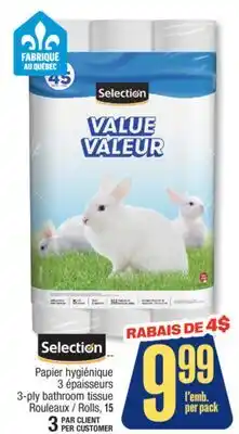 Jean Coutu SELECTION 3-ply bathroom tissue offer