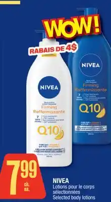 Jean Coutu NIVEA Selected body lotions offer
