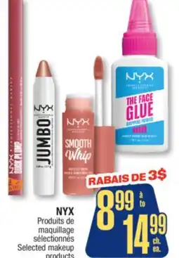 Jean Coutu NYX Selected makeup products offer