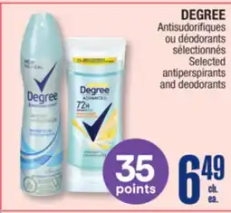Jean Coutu DEGREE Selected antiperspirants and deodorants offer