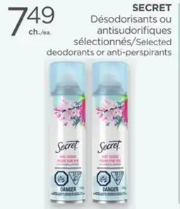 Proxim SECRET Selected deodorants or anti-perspirants offer