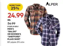 Pronature ALPER MEN'S BALDO OR WOMEN'S SHEFFORD PLAID SHIRT offer