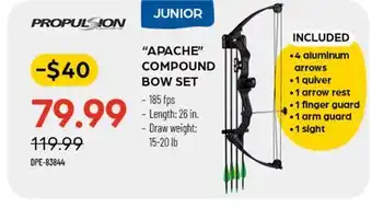 Pronature PROPULSION JUNIOR APACHE COMPOUND BOW SET offer