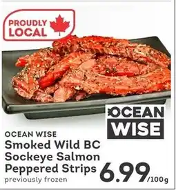 IGA Ocean wise smoked wild bc sockeye salmon peppered strips offer