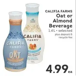 IGA Califia farms oat or almond beverage offer