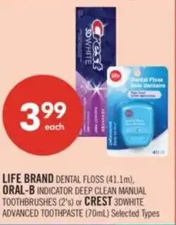 Shoppers Drug Mart Life brand dental floss, oral-b or crest offer