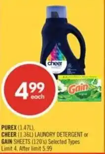 Shoppers Drug Mart Purex cheer laundry detergent or gain sheets offer