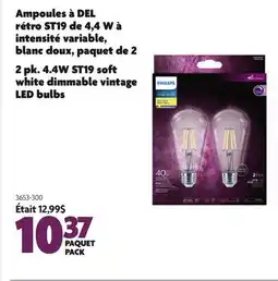 Home Hardware 2 Pk. 4.4W ST19 Soft White Dimmable Vintage LED Bulbs 3653-300 offer