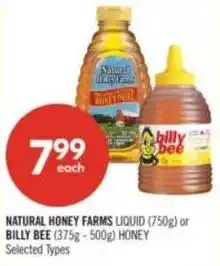Shoppers Drug Mart Natural honey farms liquid or billy bee offer