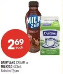Shoppers Drug Mart Dairyland cream or milk2go offer