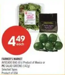 Shoppers Drug Mart Farmer's market or PC salad greens offer