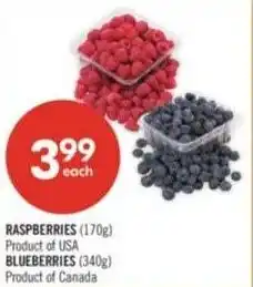 Shoppers Drug Mart Raspberries or blueberries offer