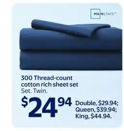 Walmart 300 Thread-count cotton rich sheet set offer