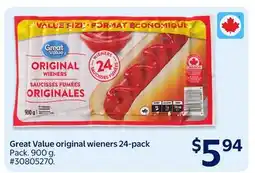 Walmart Great Value original wieners 24-pack offer