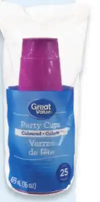 Walmart Great Value red or coloured 16-oz. or clear 15-oz. plastic party cups offer