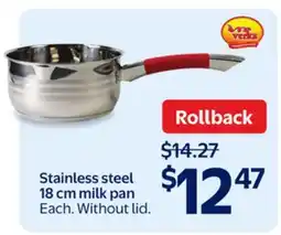 Walmart Stainless steel 18 cm milk pan offer
