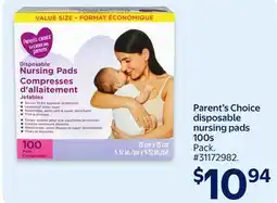 Walmart Parent's Choice Disposable Nursing Pads 100s offer
