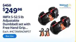 Walmart IMFit 5-52.5 lb Adjustable Dumbbell set with Free Hand Grip Strengthener offer