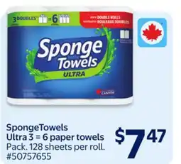 Walmart SpongeTowels Ultra 3 = 6 paper towels offer