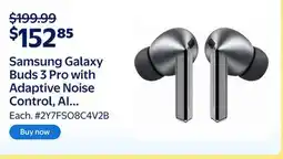 Walmart Samsung Galaxy Buds 3 Pro with Adaptive Noise Control, AI Translator offer
