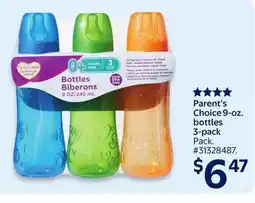 Walmart Parent's Choice 9-oz. Bottles 3-Pack offer