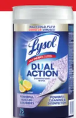 Walmart Lysol dual action wipes 75s offer