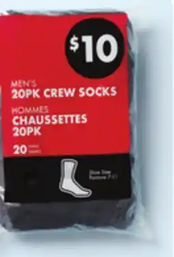 Walmart Men's crew socks 20-pack offer